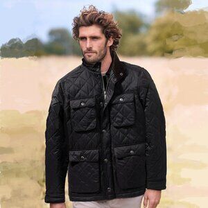 OLD NAVY Quilted 4-Pocket Field Jacket with Contrast Collar Sz 3XL Black/Brown